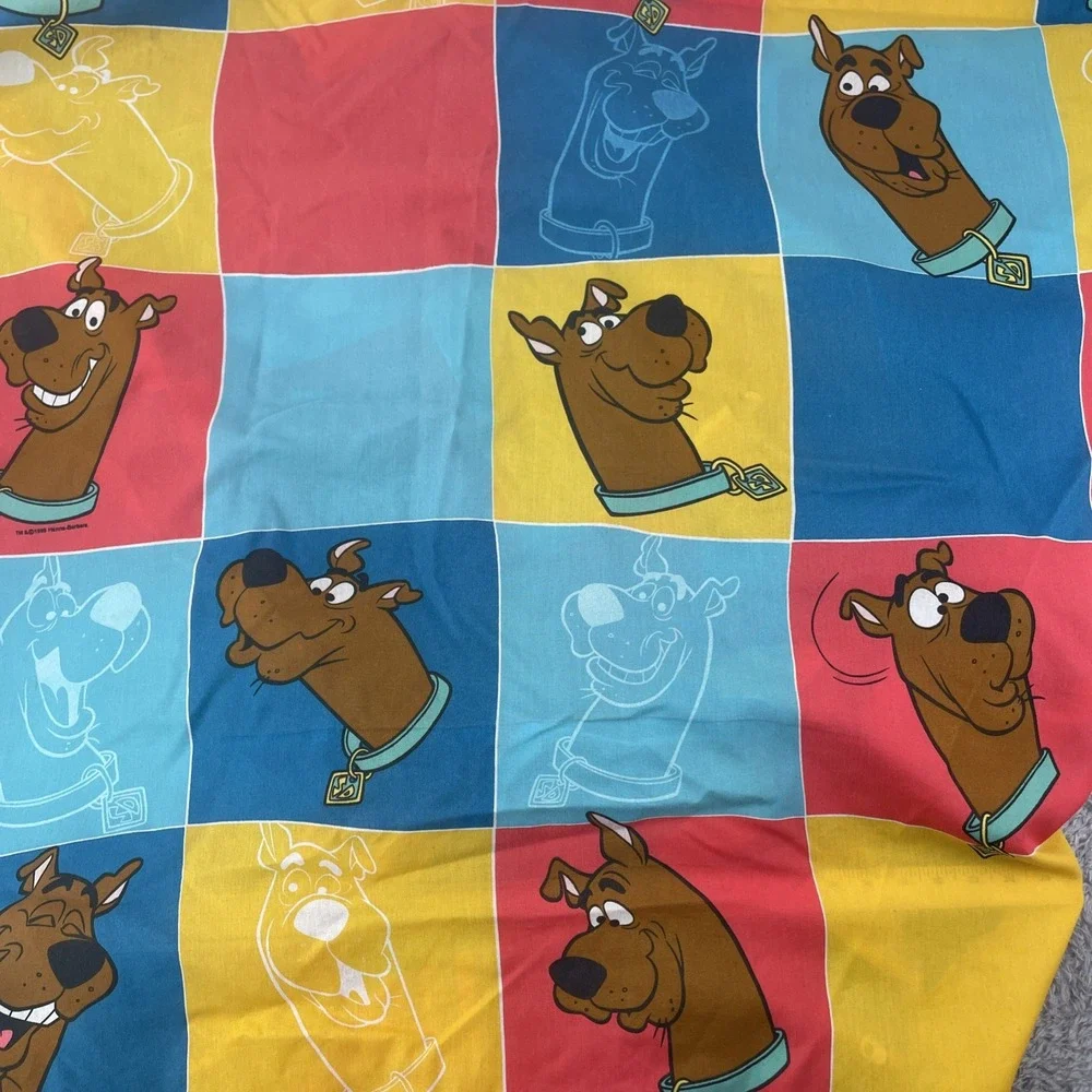 Hanna Barbera Scooby Doo Twin Fitted Sheet Multi Color Vintage 1999 Fabric Craft